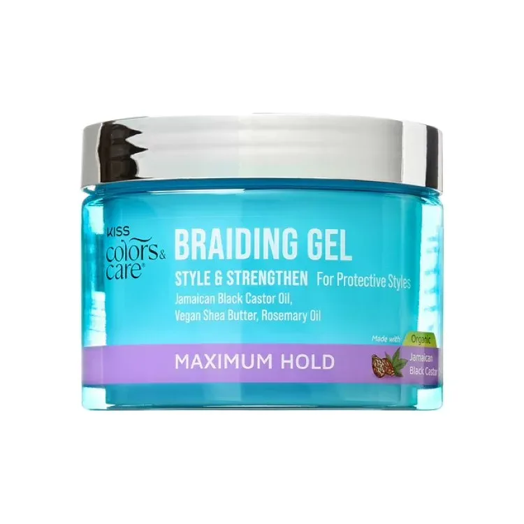 キス カラーズ&ケア ブレイディングヘアジェル レベル7 マキシマムホールド KISS Colors & Care Braiding Hair Gel, Level 7 Maximum Hold for Textured Hair Type, 6 oz 【お取り寄せ商品】