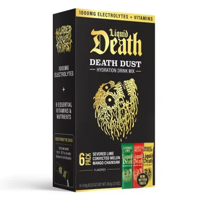 リキッドデス ダスト ハイドレーションパウダードリンクミックス バラエティパック 6本入り Liquid Death Dust Hydration Powdered Drink Mix, Variety 6 Pack 【お取り寄せ商品】
