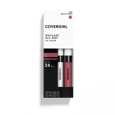 カバーガール アウトラスト オールデイ リップカラー リキッドリップ&保湿トップコート ダスティローズ COVERGIRL Outlast All-Day Lip Color Liquid Lipstick and Moisturizing Topcoat, Dusty Rose 【お取り寄せ商品】