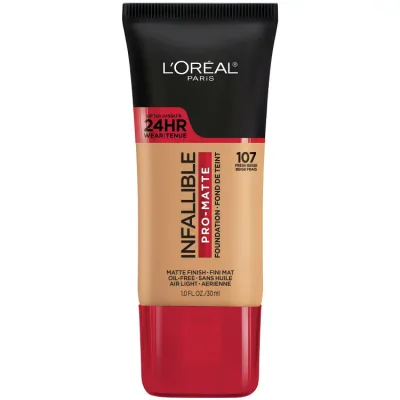ロレアル パリ インファリブル プロマット リキッドファンデーション 107 フレッシュベージュ 約30mL L'Oreal Paris Infallible Pro-Matte Liquid Foundation Makeup, 107 Fresh Beige, 1 fl oz 【お取り寄せ商品】