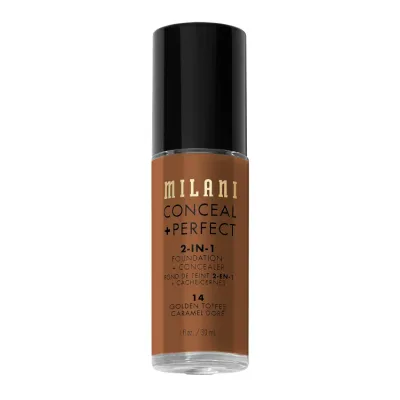 ミラニ コンシール+パーフェクト 2-in-1 ファンデーション+コンシーラー ゴールデントフィー 30ml Milani Conceal + Perfect 2-in-1 Foundation + Concealer, Golden Toffee 【お取り寄せ商品】