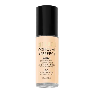 ミラニ コンシール+パーフェクト 2-in-1 ファンデーション+コンシーラー ライトナチュラル 30ml Milani Conceal + Perfect 2-in-1 Foundation + Concealer, Light Natural 【お取り寄せ商品】