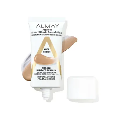 アルメイ エイジレス スマートシェード リキッドファンデーション 300 ミディアム 30ml Almay Ageless Smart Shade Liquid Foundation Makeup, Hypoallergenic, 300 Medium, 1 fl oz 【お取り寄せ商品】
