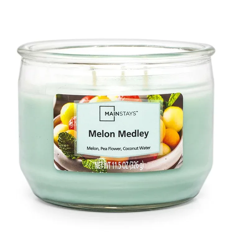 メインステイズ 3芯キャンドル メロンメドレーの香り 約326g Mainstays Melon Medley Scented 3 Wick Candle, 11.5 oz. 【お取り寄せ商品】