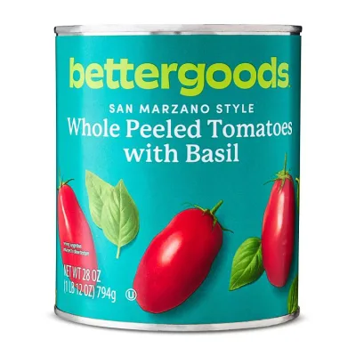 ベターグッズ サンマルツァーノスタイル ホールトマト バジル 794g bettergoods San Marzano Style Whole Peeled Tomatoes with Basil, 28 oz 【お取り寄せ商品】