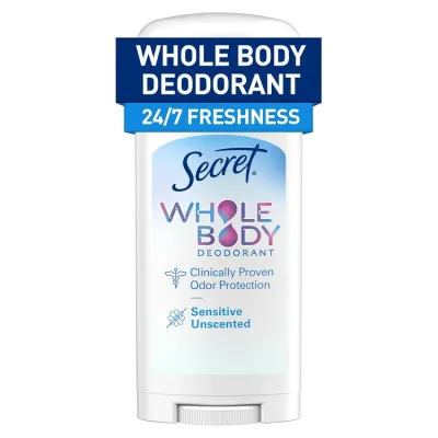 シークレット ホールボディ デオドラントスティック 無香料 約68g Secret Whole Body Deodorant Stick Unscented 2.4 oz 【お取り寄せ商品】