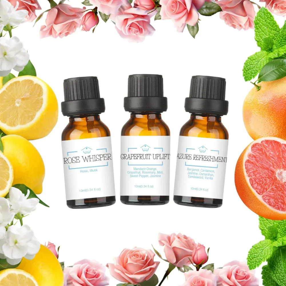 LOXIM Aroma Oil Set Essential Oil Blend Essential Oil 10มล. x 3 ขวด (คอลเลกชันเดย์ไทม์ คาล์ม: หอมหมื่นลี้, เปปเปอร์มินต์, ไม้จันทน์ ฯลฯ) มอบของขวัญให้ Aroma Natural Aroma Diffuser/Aroma Stone/Humidifier/Aroma Pot