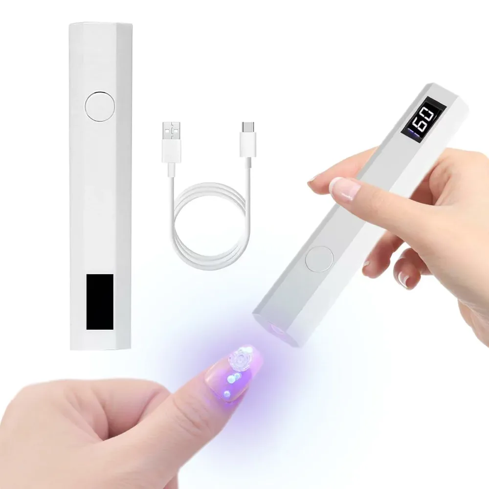 UrbanPulse ネイルライト ペン 型 ジェルネイル ライト LEDディスプレイ uvライト レジン用 硬化ライト 速乾 2階段タイマー USB充電式 Type-C充電ポート (ホワイト)