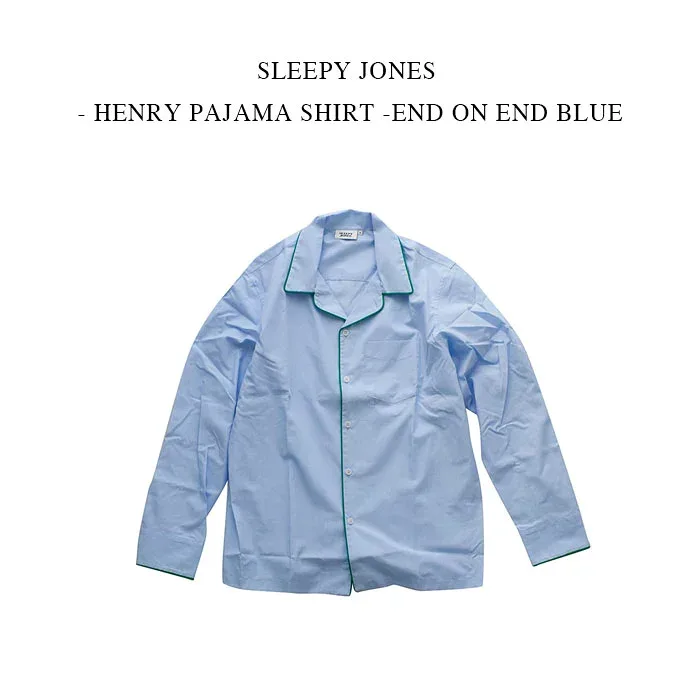SLEEPY JONES - HENRY PAJAMA SHIRT -END ON END BLUE
