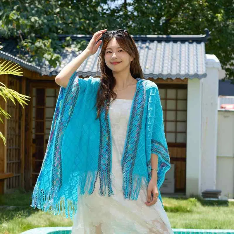 ショール レディース フード付き 斗篷 ポンチョ フリンジ エスニック風 ニット ボレロ 羽織り 防寒 日よけ 旅行 おしゃれ 高級感