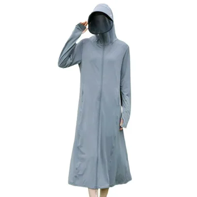 Women's Parka, Spring/Summer, Cool Touch, UV Protection, Finger Holes, Hooded, Long Length, Long Sleeves, Cardigan, Rash Guard, Lightweight, Breathable, Quick Drying, Water Repellent, Thin, UV Protection, Sun Protection, Outerwear, Bicycle, Commuting, Outdoors