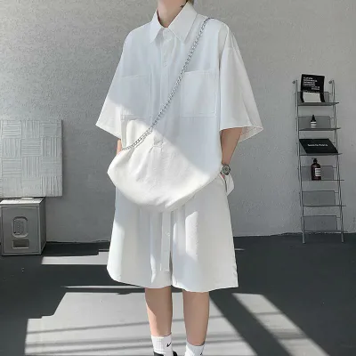 セットアップ メンズ 春夏 接触冷感 カジュアル 半袖シャツ ハーフパンツ スポーツウェア 無地