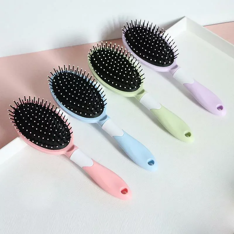 ヘアブラシ レディース 気垫コーム 頭皮マッサージ パドルブラシ ヘアケア 髪に優しい 絡まない クッションブラシ 軽量 かわいい プラスチック製 ポータブル