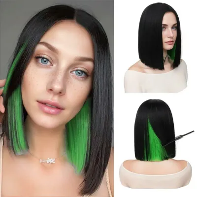 ウィッグ レディース ショート ボブ ストレート インナーカラー センター分け フルウィッグ 自然 ネット付き かつら 女性 小顔効果 耐熱