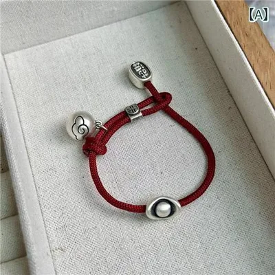 ブレスレット レディース ハンドメイド 赤い糸 元宝 モチーフ 金属アレルギー対応 電気メッキ加工 シンプル カジュアル おしゃれ かわいい 通勤 通学 ギフト アクセサリー
