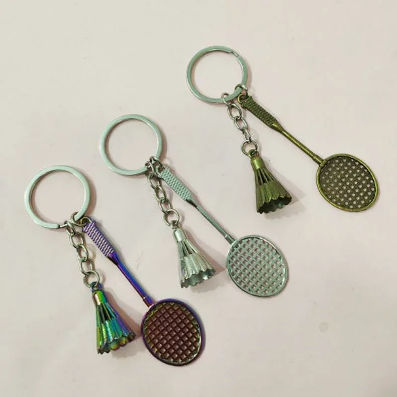 キーホルダー スポーツ 羽球 メタル 合金 レトロ ミニチュア キーリング チャーム バックチャーム アクセサリー プレゼント 記念品