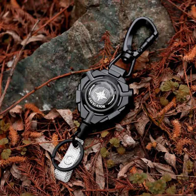 キーホルダー リールキーホルダー ワイヤー入り 高反発 伸縮 カラビナ 登山 防犯 紛失防止 アウトドア キャンプ 釣り ルアー フィッシング 鍵 ストラップ