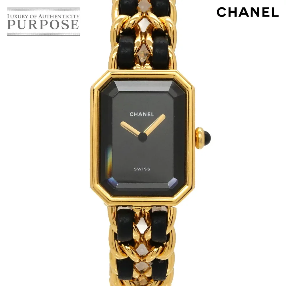 シャネル CHANEL プルミエール Lサイズ H0001 ヴィンテージ レディース 腕時計 ブラック ゴールド クォーツ ウォッチ Premiere 【中古】