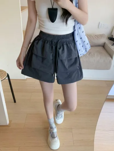 ハーフパンツ レディース ショートパンツ 短パン ボトムス 吸湿速乾 ワークパンツ 高腰 ハイウエスト ドローストリング ドローコード 大容量ポケット Aライン 運動 スポーツ 部屋着 ルームウェア アウトドア カジュアル 伸縮性 軽量 快適 薄手