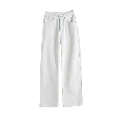 Jeans, Women's Denim Pants, Jeans, Wide Pants, Tencel Denim, High Waist, Straight, Long Length, Cool to the Touch, Cool, Thin, Stretchy, Comfortable, Bottoms, Trousers, Beautiful Legs, Falling Feel, Casual Blue