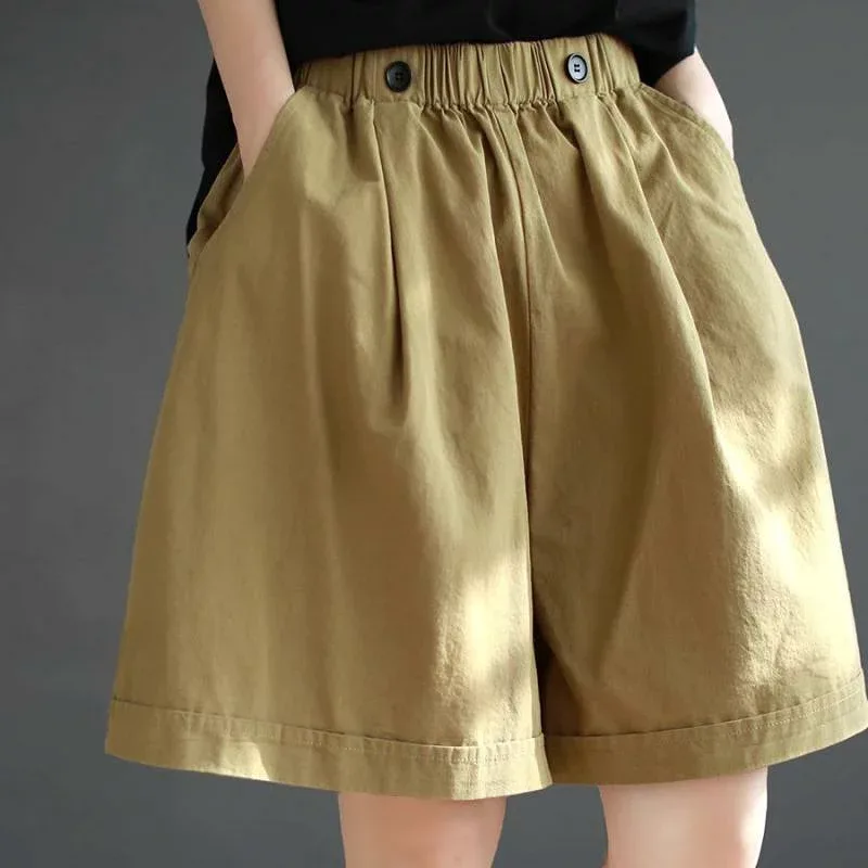 ハーフパンツ レディース ショートパンツ 短パン 五分パンツ 五分丈 膝丈 ボトムス 綿 コットン 無地 6色展開 大きいサイズ ゆったり カジュアル 部屋着 普段使い ルームウェア アウトドア スポーツ シンプル 春夏 ウエストゴムウエストゴム ワイド