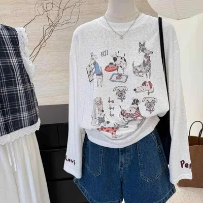 Tシャツ レディース 長袖 カットソー トップス UVカット 日焼け防止 紫外線対策 防晒衣 接触冷感 冷感 軽量 薄手 涼しい 体型カバー ゆったり ビッグシルエット カジュアル ルームウェア 部屋着 普段使い かわいい