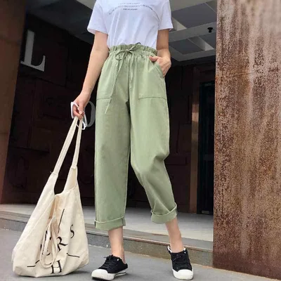 カジュアルパンツ レディース サルエルパンツ テーパードパンツ ウエストゴム 紐付き 楽ちん ゆったり リラックス 高腰 ハイウエスト ワイドパンツ クロップドパンツ 九分丈 ボトムス ロングパンツ スッキリ ズボン 婦人服