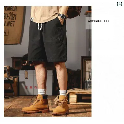 ハーフパンツ メンズ ワークパンツ カーゴパンツ 短パン 5分丈 ボトムス カジュアル パンツ アメカジ ヴィンテージ風 コットン 綿 薄手 快適 通気性 軽量 無地 ブラック カーキ ベージュ オリーブ 日常使い 普段着 アウトドア 運動 スポーツ