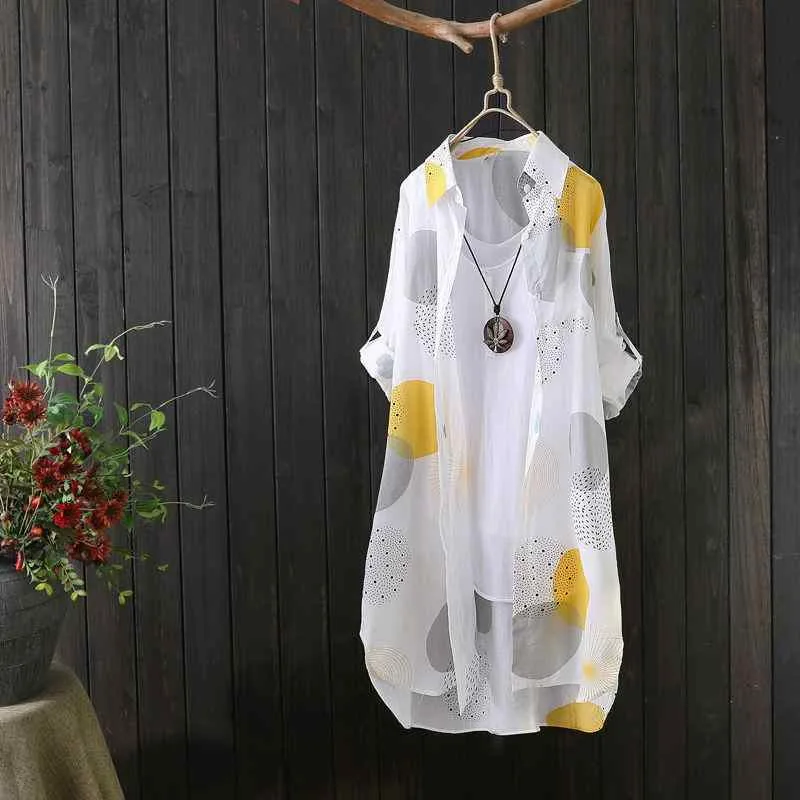 Women's Shirt, Long Sleeve, Chiffon Print, UV Protection, Sun Protection, Cardigan Top, Loose, Body Covering, Casual, Outerwear, Thin, Commuting, Everyday Use, Breathable, Comfortable, Travel, Daily Life