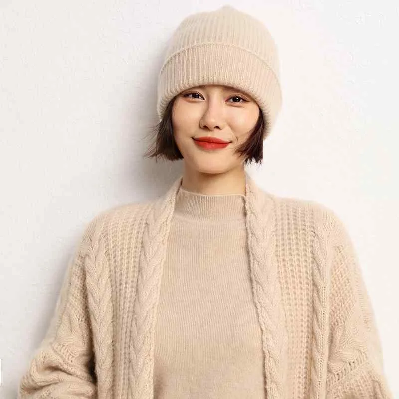 ニット帽 レディース カシミヤ 羊毛 帽子 毛線帽 針編み ビーニー ぼうし 無地 防寒 保暖 秋冬 アウトドア レジャー カジュアル シンプル