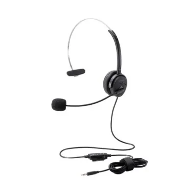 (まとめ) エレコム 片耳オーバーヘッドタイプヘッドセット 約1.8m ブラック HS-HP29TBK 1個 【×3セット】