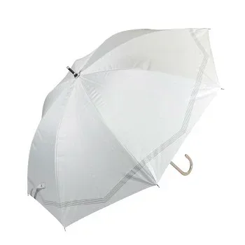 藤田屋 晴雨兼用長傘ショート 50cm 晴雨兼用ショート ボーダーリボン ホワイト SS-2551(KT)