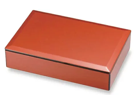 越前漆器 古代朱内黒 10寸 長手松花堂 六ツ仕切付 30×20×6cm