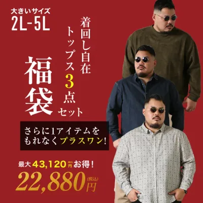 大きいサイズ メンズ 最大43,120円お得 QZILLAオリジナル 長袖トップス3枚 プラス1 合計4枚入り 福袋 パーカー スウェット パンツ