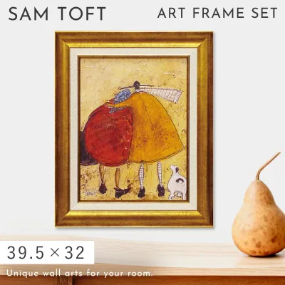 サムトフト 絵画 アートフレーム 39.5×32cm 【ハグしよう】 サムトフトアート サムトフト絵画 sam toft サム トフト アートパネル 北欧 インテリア おしゃれ 壁掛け アート フレーム付き 額入り 犬 玄関 アートボード ギフト プレゼント ST-05806