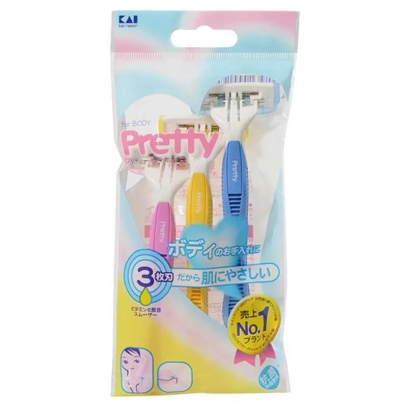 貝印 (数量限定)プリティー ボディT 3枚刃 3本入(ボディケア用品)