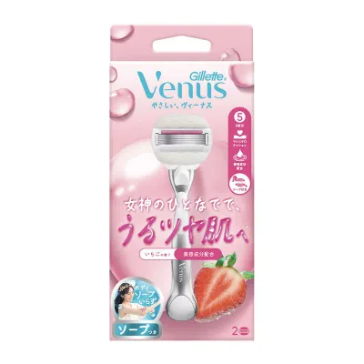 P&G ジレット ヴィーナス うるもち肌 イチゴ畑の香り ホルダー (本体+替刃 2個)