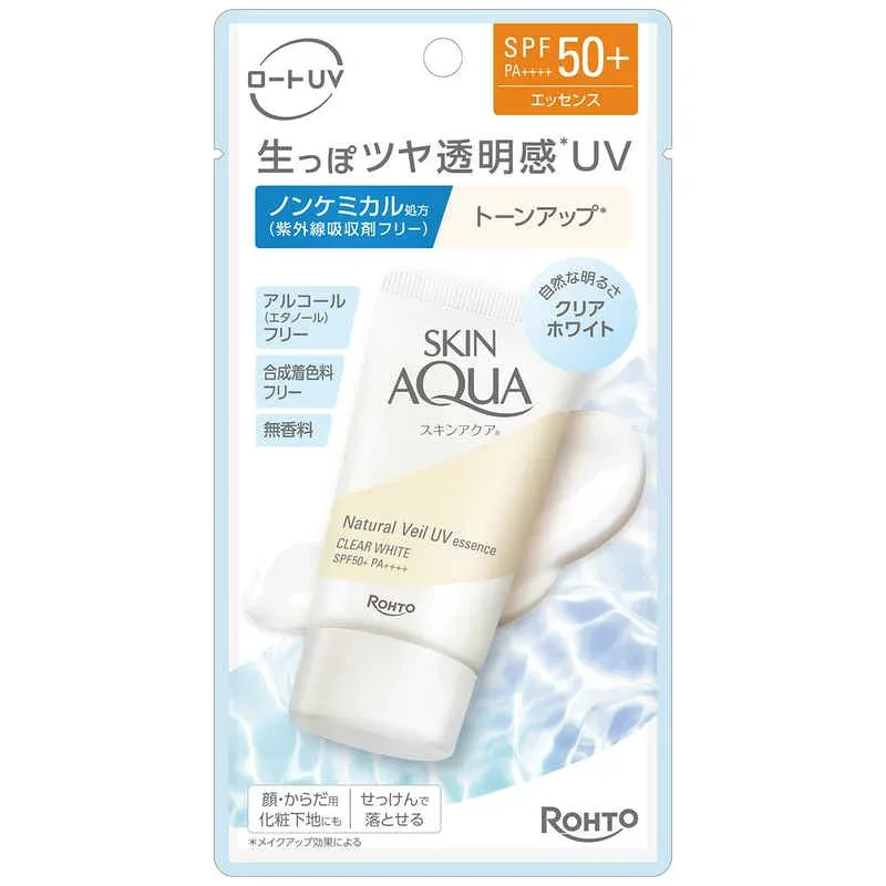 ロート製薬 スキンアクア (SKIN AQUA) ナチュラルベール UVエッセンス クリアホワイト (50g) SPF50+/PA++++
