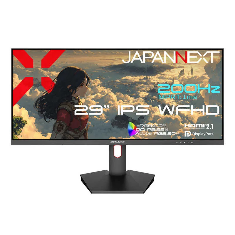 JAPANNEXT ゲーミングモニター JN-IPS29G200WF 29型 IPS 200Hz/1msMPRT UWQHD2560×1080 ゲーミングモニター HDMI2.1 DP WQHD:120Hz VRR