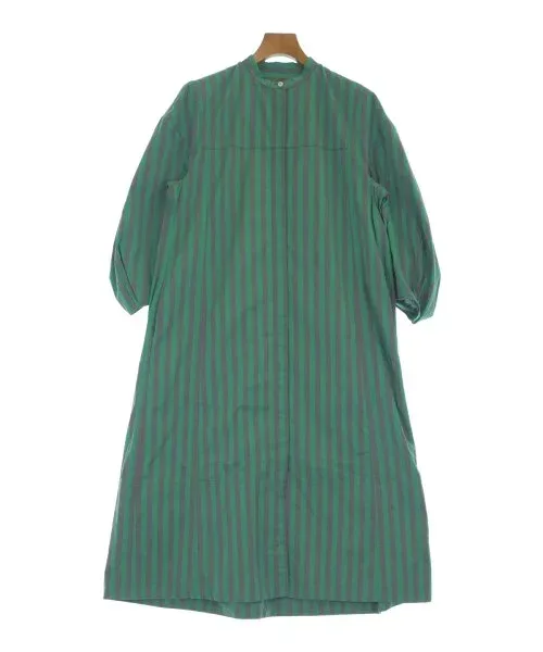 JIL SANDER ジルサンダーシャツワンピース レディース 32(XS位) 緑xグレー(ストライプ)【中古】【古着】