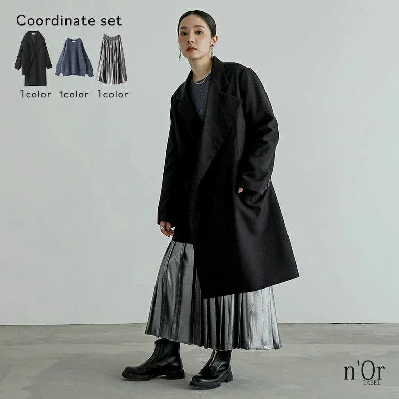 ロングスカート セーター 秋 オシャレウォーカー ボトムス 2025 コート ニット プリーツスカート アウター レディース 【送料無料】3点コーデセット 【80】 冬 ライトアウター 長袖 スカート ジャケット