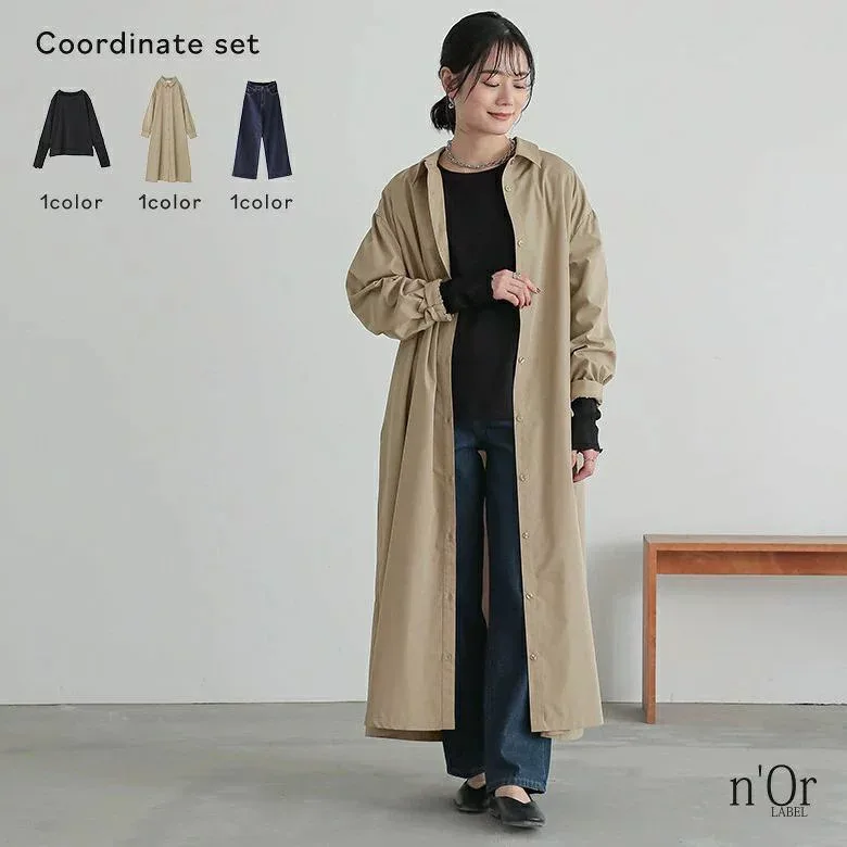 トップス ボタンシャツ シャツワンピース オシャレウォーカー 【送料無料】3点コーデセット ボトムス 長袖 冬 カットソー パンツ ワンピース 春 ロングパンツ シアー生地 レディース 2026 秋 切り替え 配色