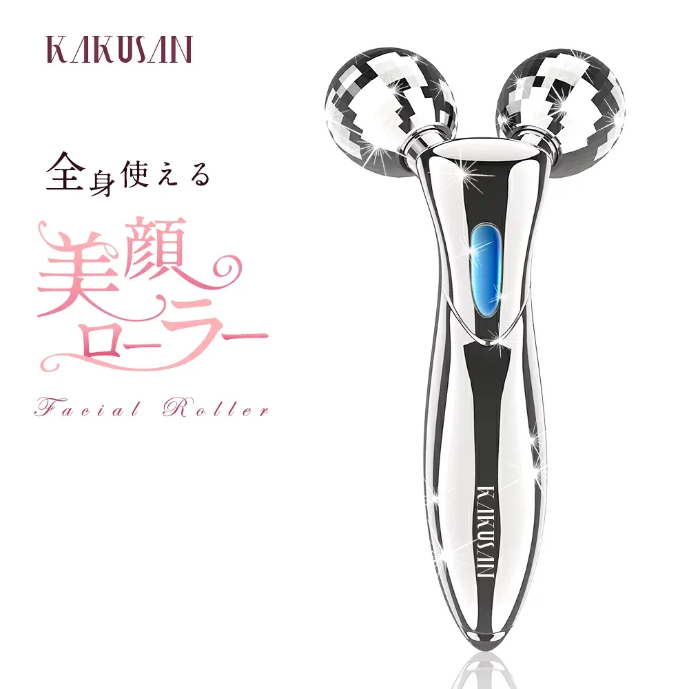 【破格3,128円★クーポンで】 美顔ローラー マイクロカレント 美容ローラー リフトアップ 微弱電流 防水仕様 充電不要 全身用 フェイスローラー ボディローラー Y字型 ミニ 防水 小顔ローラー 美容グッズ KAKUSAN プレゼント ギフト 送料無料