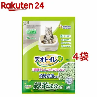デオトイレ緑茶成分入り消臭・抗菌サンド 猫用 サンド ユニチャーム(4L*4袋セット)【デオトイレ取替サンド】
