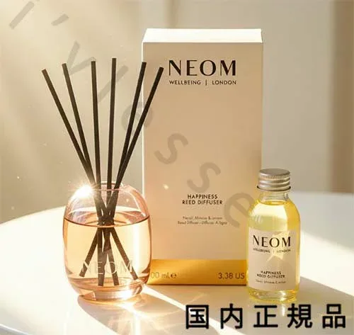 (10時までのご注文最短当日発送)(休業日除く)国内正規品 ネオム(NEOM)リードディフューザー HAPPINESS 100mL/持続時間:約2~3カ月/ルームフレグランス/スティック6本入