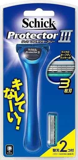 Schick(シック) プロテクタースリー 3枚刃 ホルダー(刃付き+替刃1コ入) マイクロ セーフティワイヤー付 髭剃り ヒゲソリ カミソリ 剃刀 男性 メンズ