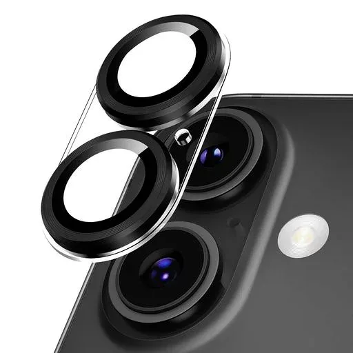 Podick カメラカバー iPhone 16 /16 Plus用 カメラフィルム 透明台座 全面保護 9H強化ガラス 傷防止 レンズ保護 耐衝撃 アイフォン16 /16 プラス 用 カメラ保護 高透過率 黒縁取り 露出オーバー防止