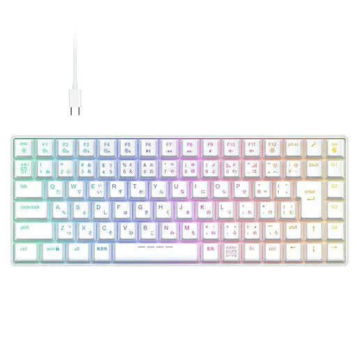 iClever ゲーミングキーボード 75%サイズ 赤軸 メカニカル キーボード 日本語配列 マクロ対応 G05 ホワイト