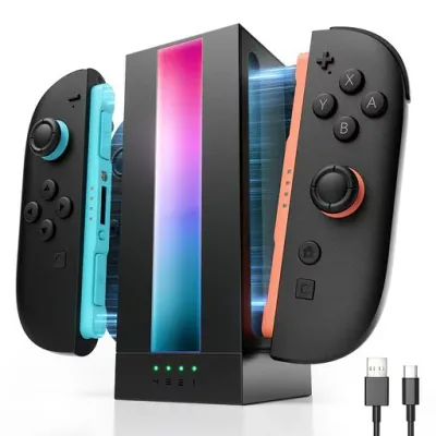 JSAUX EnergyFlow Switch 2 JoyCon ジョイコン用 充電ドック 4台同時充電 Type-Cケーブル付属