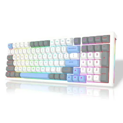 REDRAGON K723 ワイヤレス ゲーミングキーボード 96% テンキー付き 英語配列 銀軸 スピードリニア ホットスワップ ガスケット構造【BT/2.4G/USB有線】メカニカルキーボード Nキーロールオーバー …
